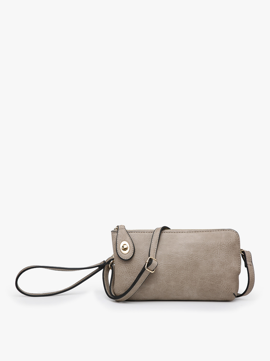 Kendall Crossbody/Wristlet w/ Twist Lock Closure: Light Stone