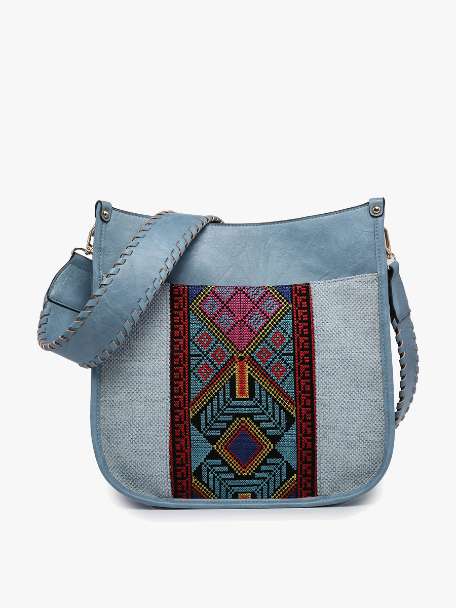 Chloe Tribal Crossbody w/ Guitar Strap: Brown/Mint
