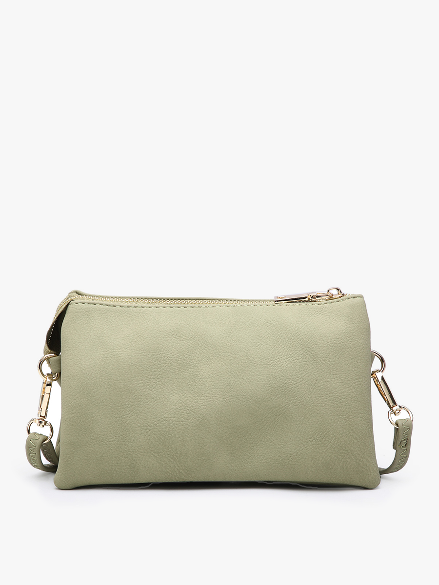 Riley Monogrammable 3 Compartment Crossbody/Wristlet: Light Grey