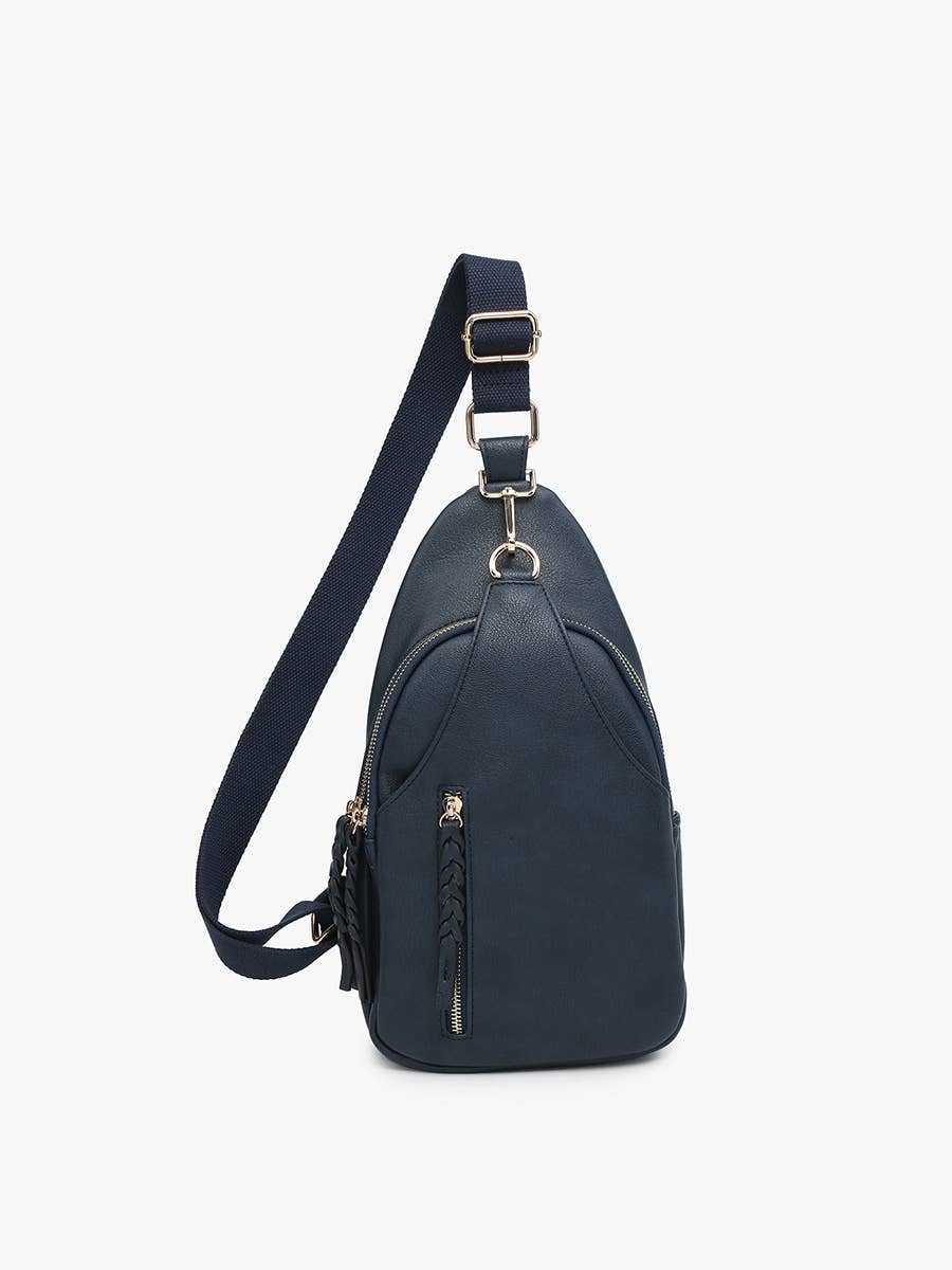 Nikki Dual Compartment Sling Pack Bag: Navy