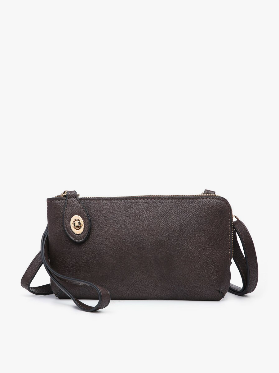 Kendall Crossbody/Wristlet w/ Twist Lock Closure: Light Stone