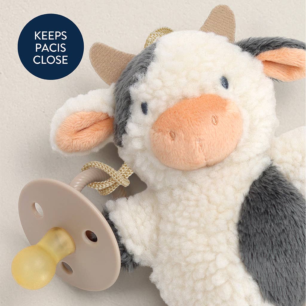 *NEW* Bitzy Pal Natural Rubber Pacifier & Stuffed Animal: Cow