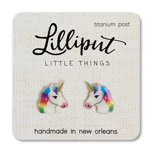 Lilliput Rainbow Unicorn Earrings- Titanium