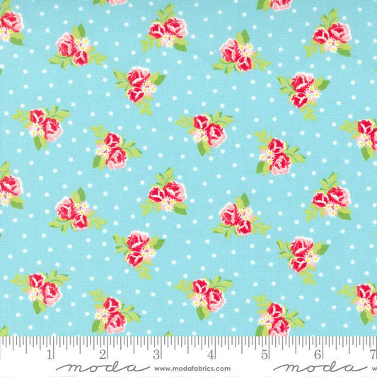 Berry Basket for Moda Fabric by April Rosethal Blue Raspberry Rose Print 24152 15
