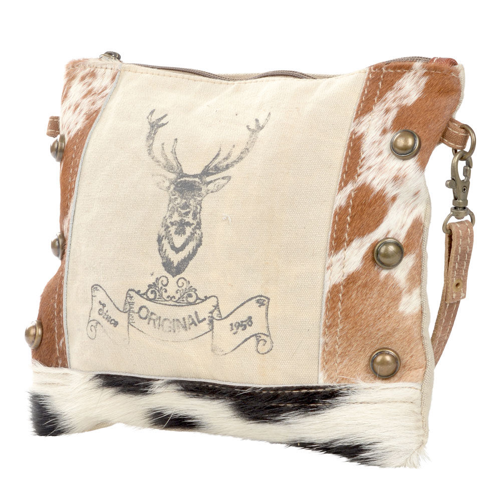 Clea Ray Canvas and Cowhide Vintage Deer Original Crossbody Bag