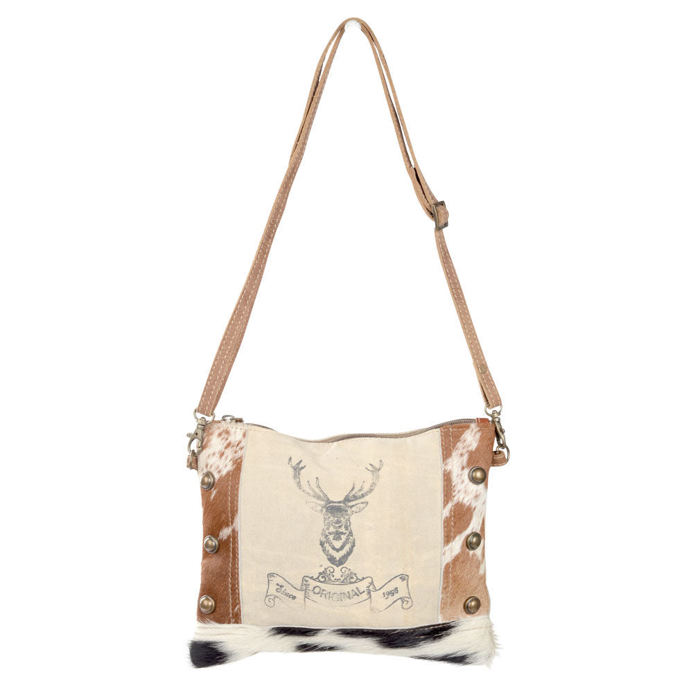 Clea Ray Canvas and Cowhide Vintage Deer Original Crossbody Bag