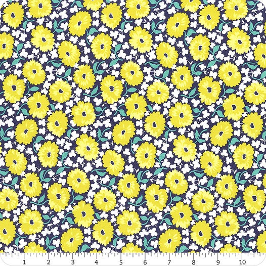 Moda Fabric Feed Sacks: Good Works Bluebird Fragrant Yardage 23351-15 by Linzee Kull McCray