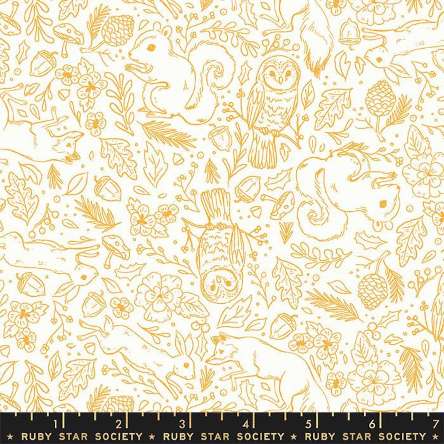Winterglow for Moda Fabric by Ruby Star Society Honey Woodland animal rabbit, fox, squirrel, owl RS5107 11