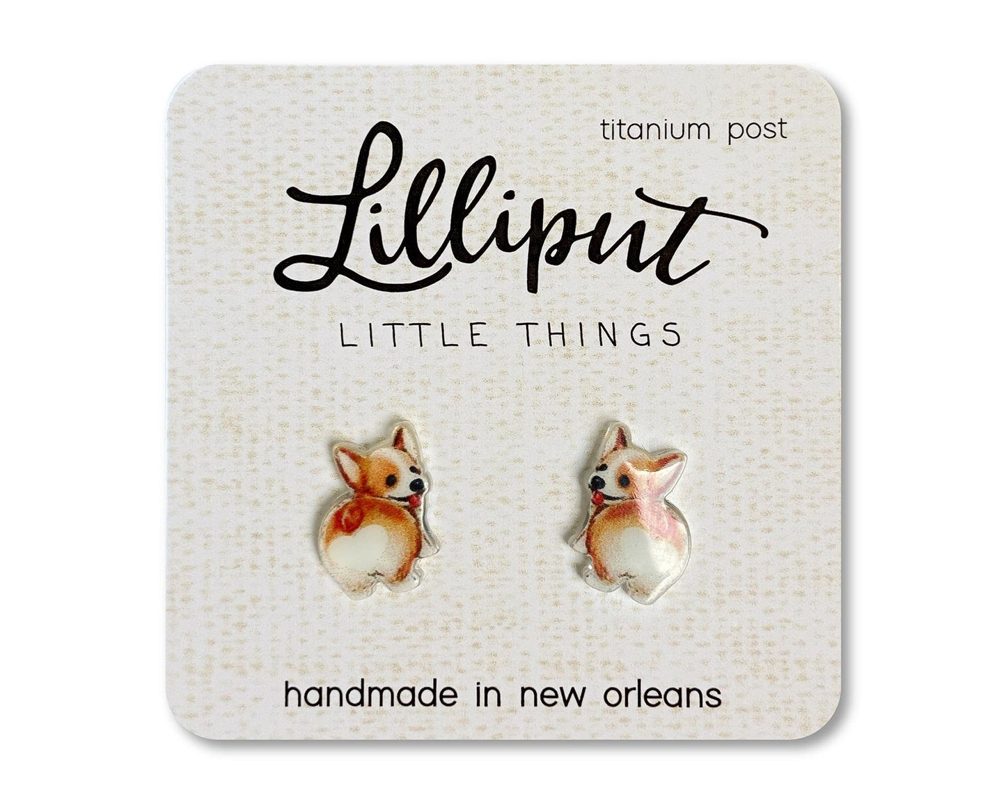 Lilliput Corgi Butt Earrings