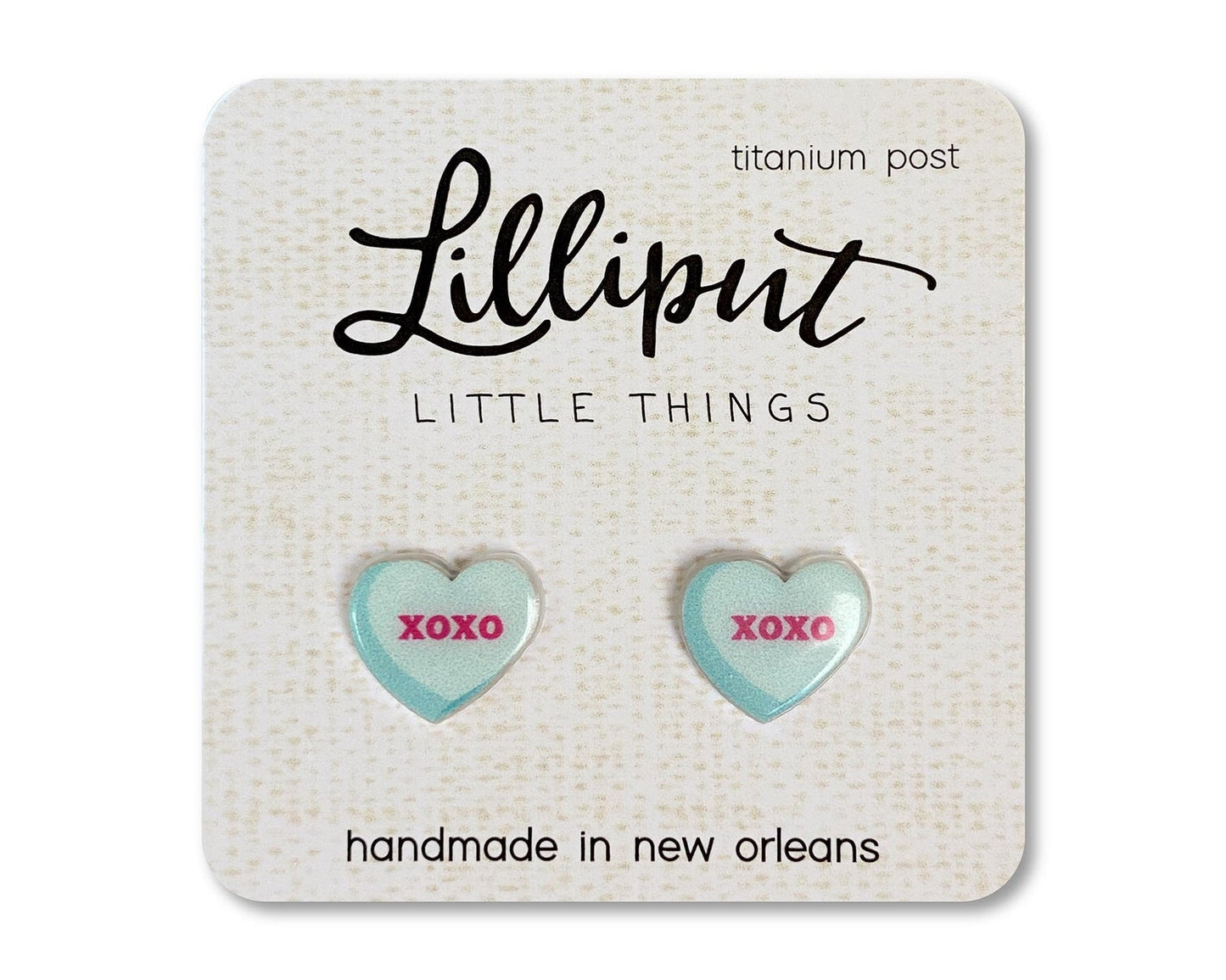 Lilliput Light Blue Conversation Heart Earrings