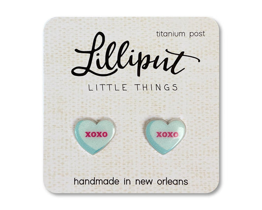 Lilliput Light Blue Conversation Heart Earrings