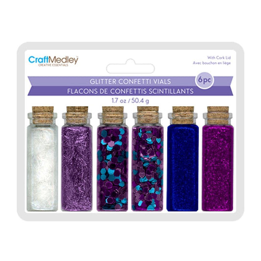 Craft Medley Glitter Confetti Vials 50g 6/Pkg-Regal