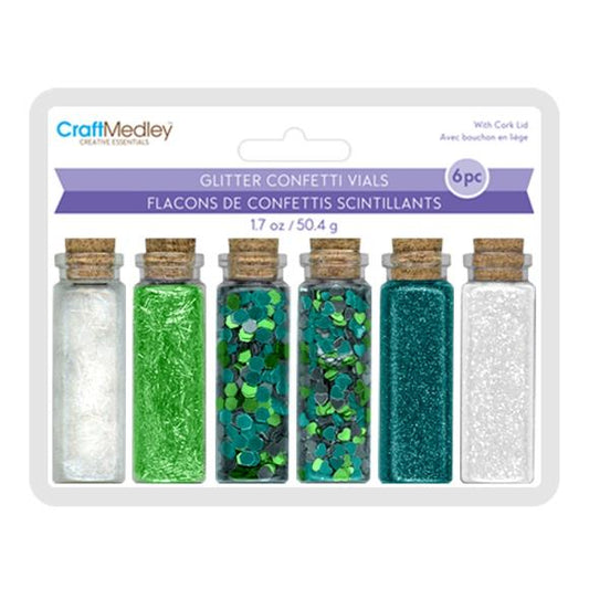 Craft Medley Glitter Confetti Vials 50g 6/Pkg-Sky