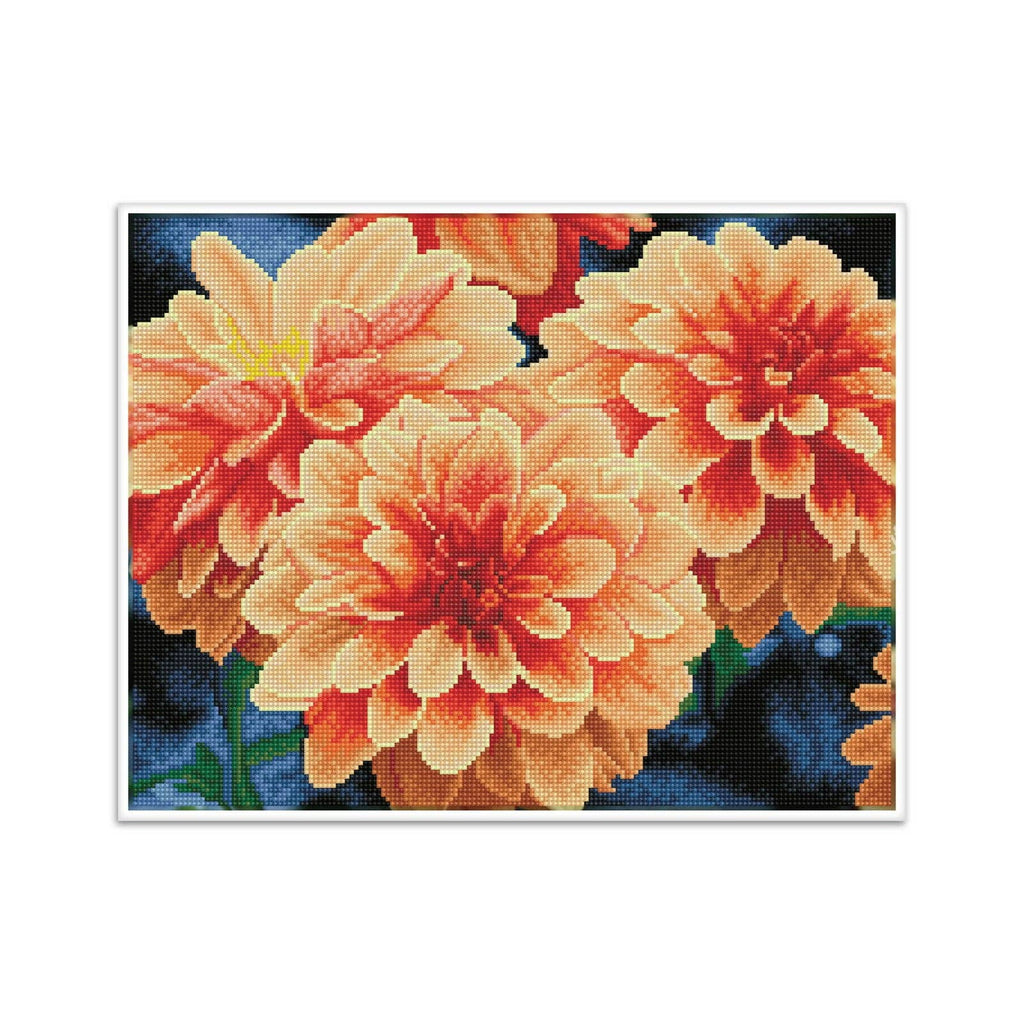 Peach Dahlias Pre-Framed Kit - 17.7" x 13.8"