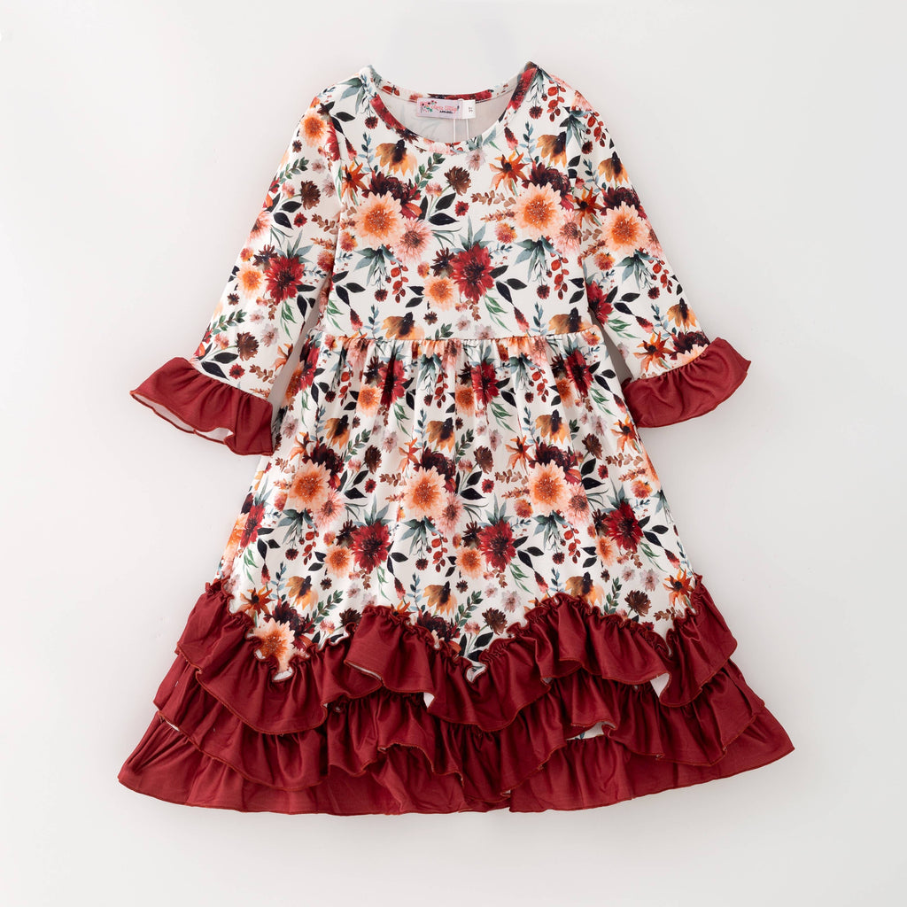 Mahogany Floral Maxi Girls Dress: 9/10 yrs
