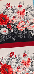Scarlet's Treasure – Crimson Floral Border Fabric