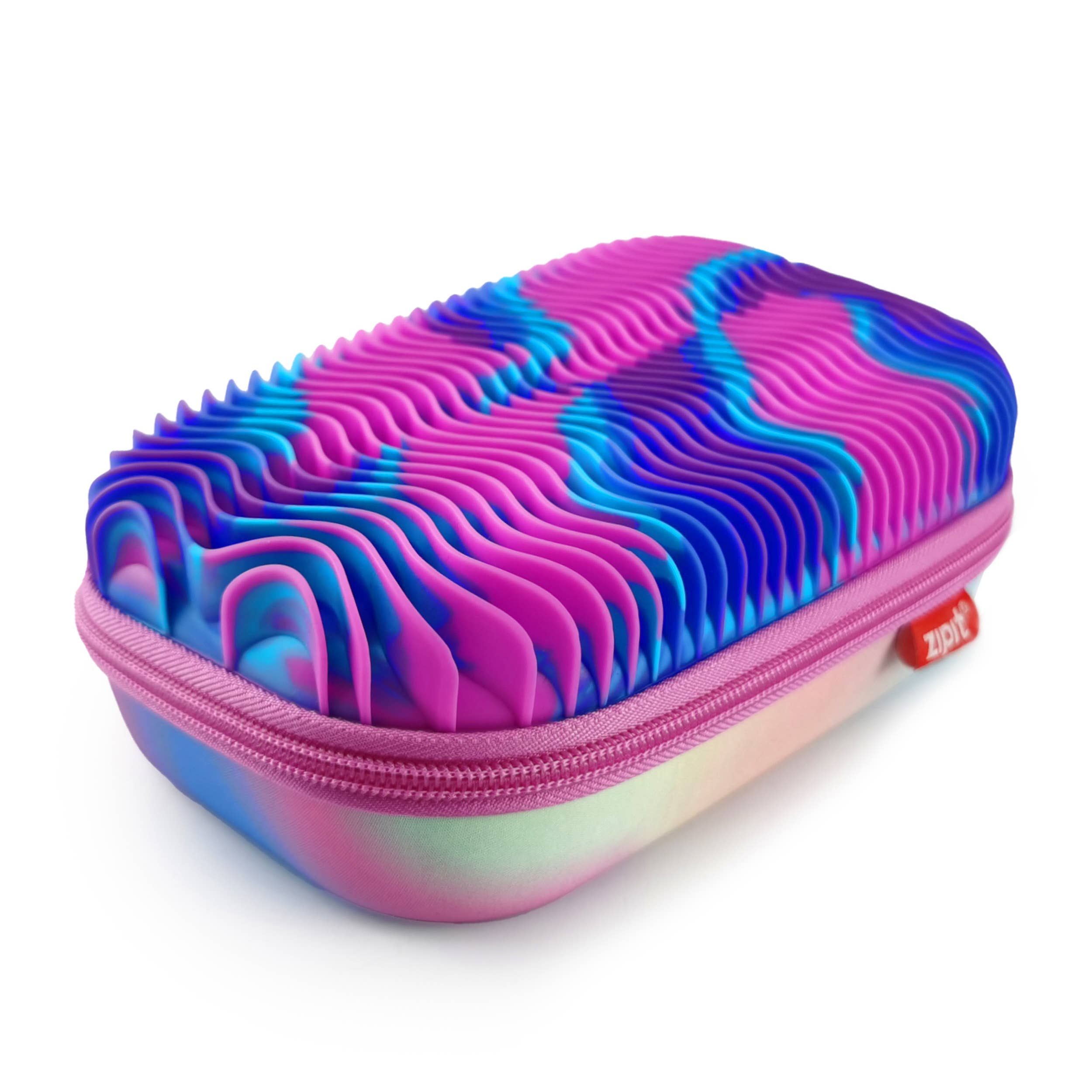 ZIPIT Wavy Storage Box, Sensory Pencil Case Gift for Kids: Blue