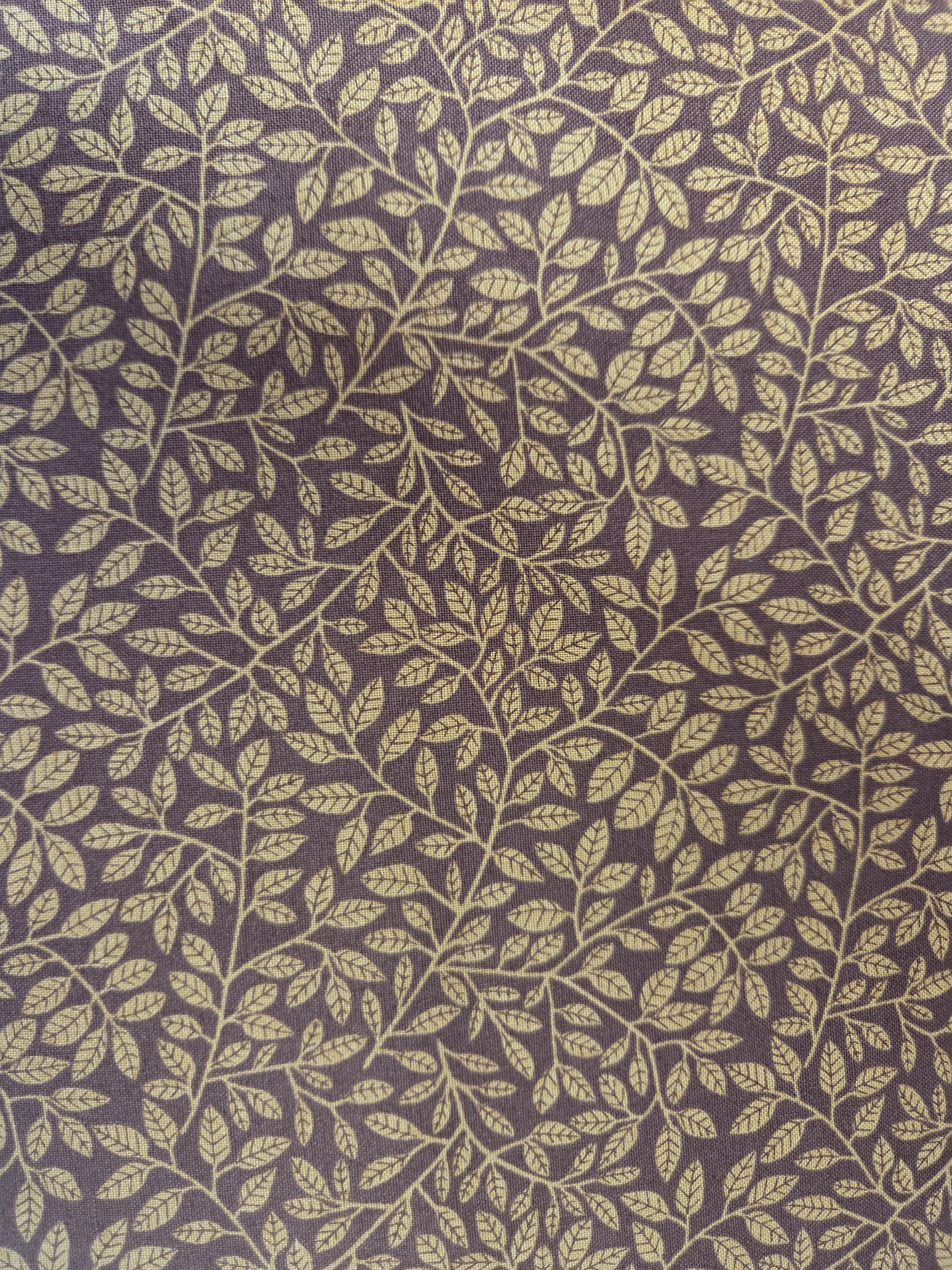 Autumn Forest – Golden Leaves on Brown Fabric