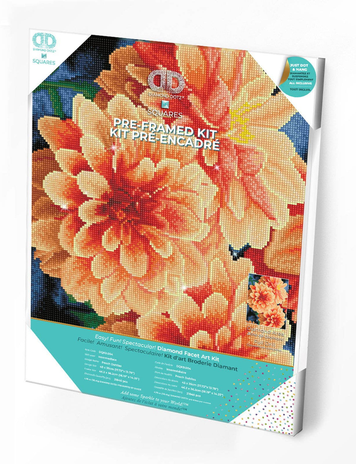 Peach Dahlias Pre-Framed Kit - 17.7" x 13.8"