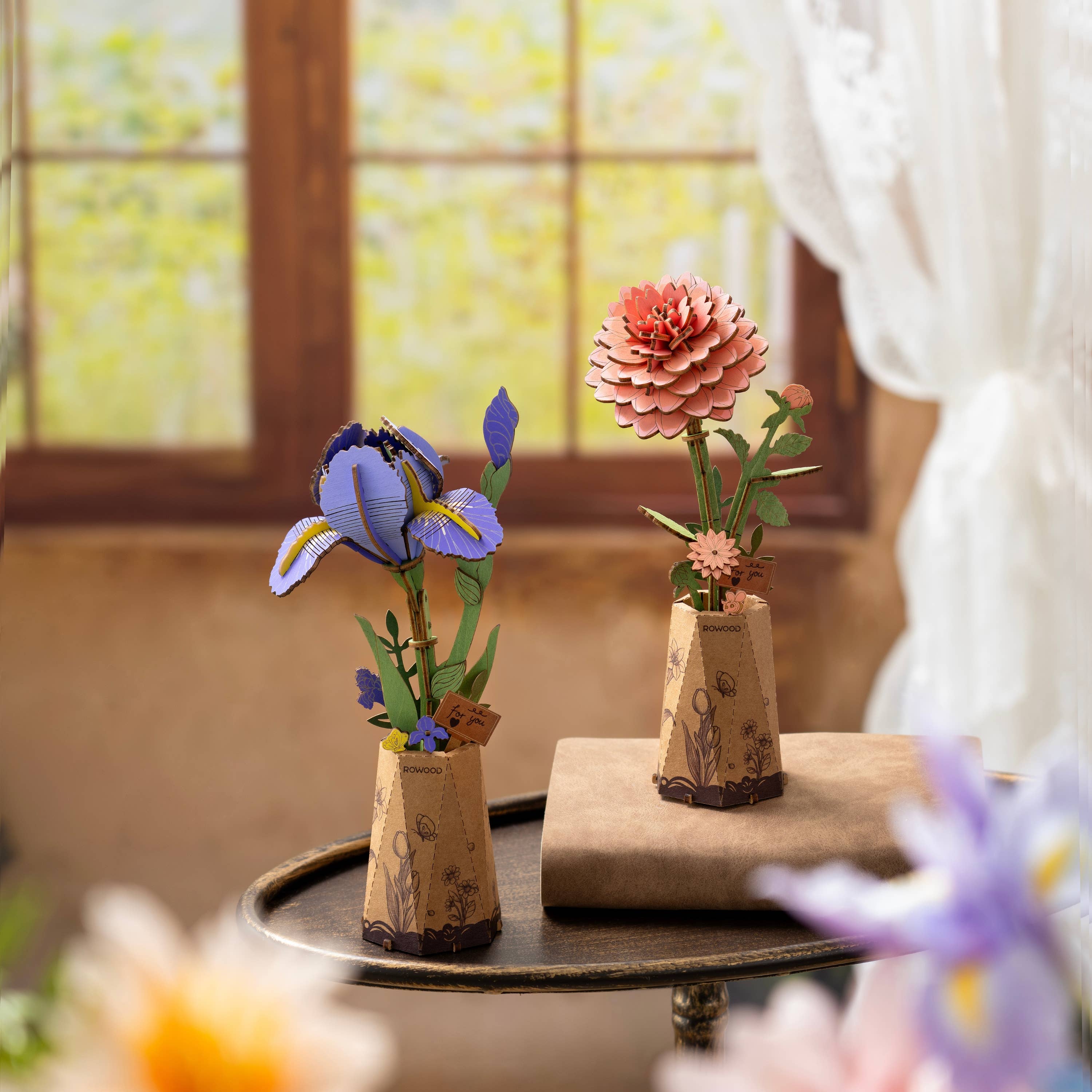 3D Wooden Flower Puzzle: Purple Iris