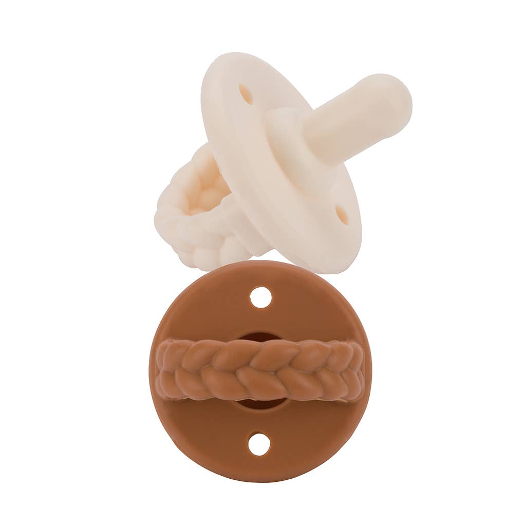 *NEW SIZE* Sweetie Soother™ Pacifier Sets (2-pack): 6-18M Toast + Buttercream