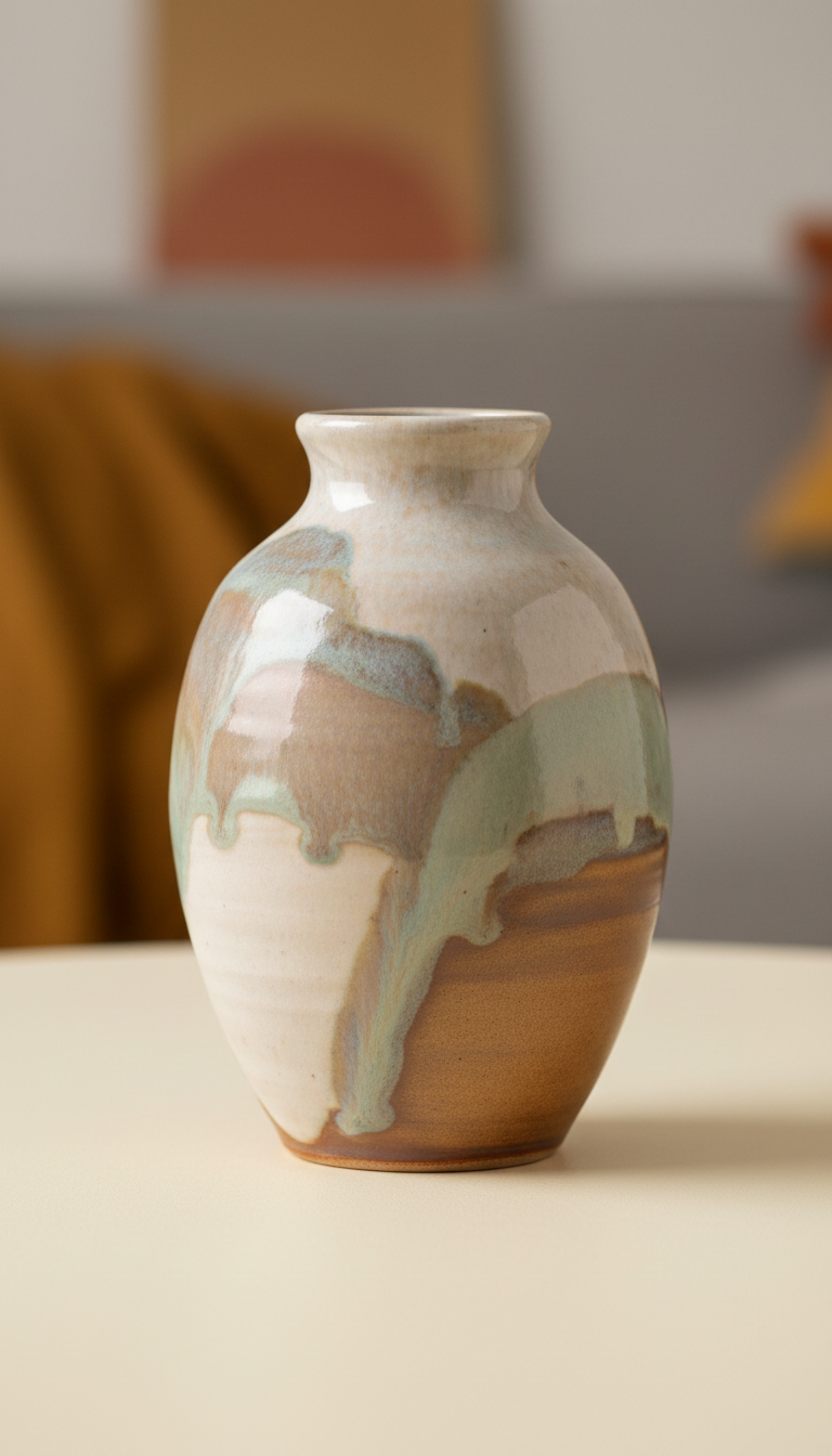 Hand-Thrown Ceramic Vase with Speckled Glaze