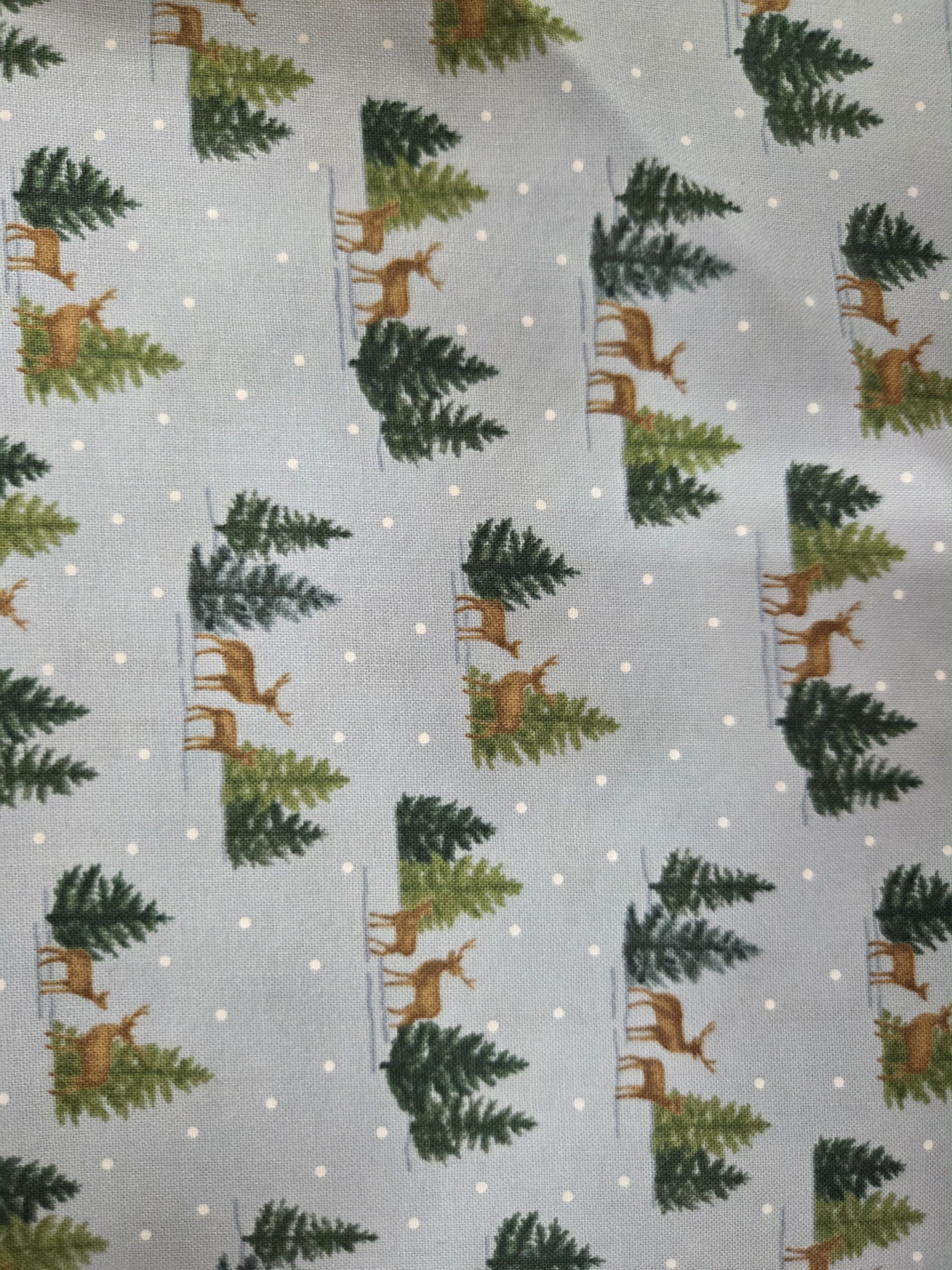 Woodland Winter – Snowy Trees on Blue