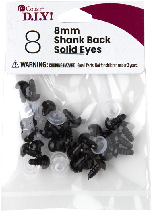 CousinDIY Shank Back Solid Eyes 8mm 8/Pkg-Black