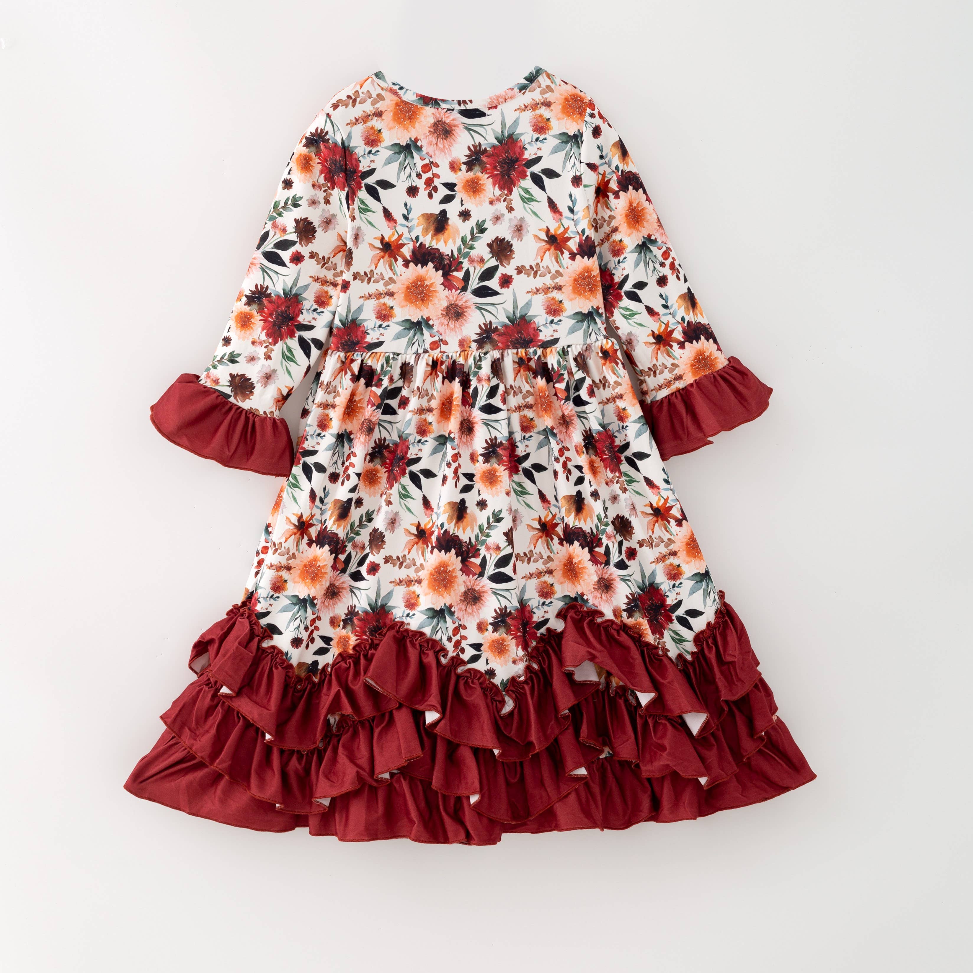 Mahogany Floral Maxi Girls Dress: 2t