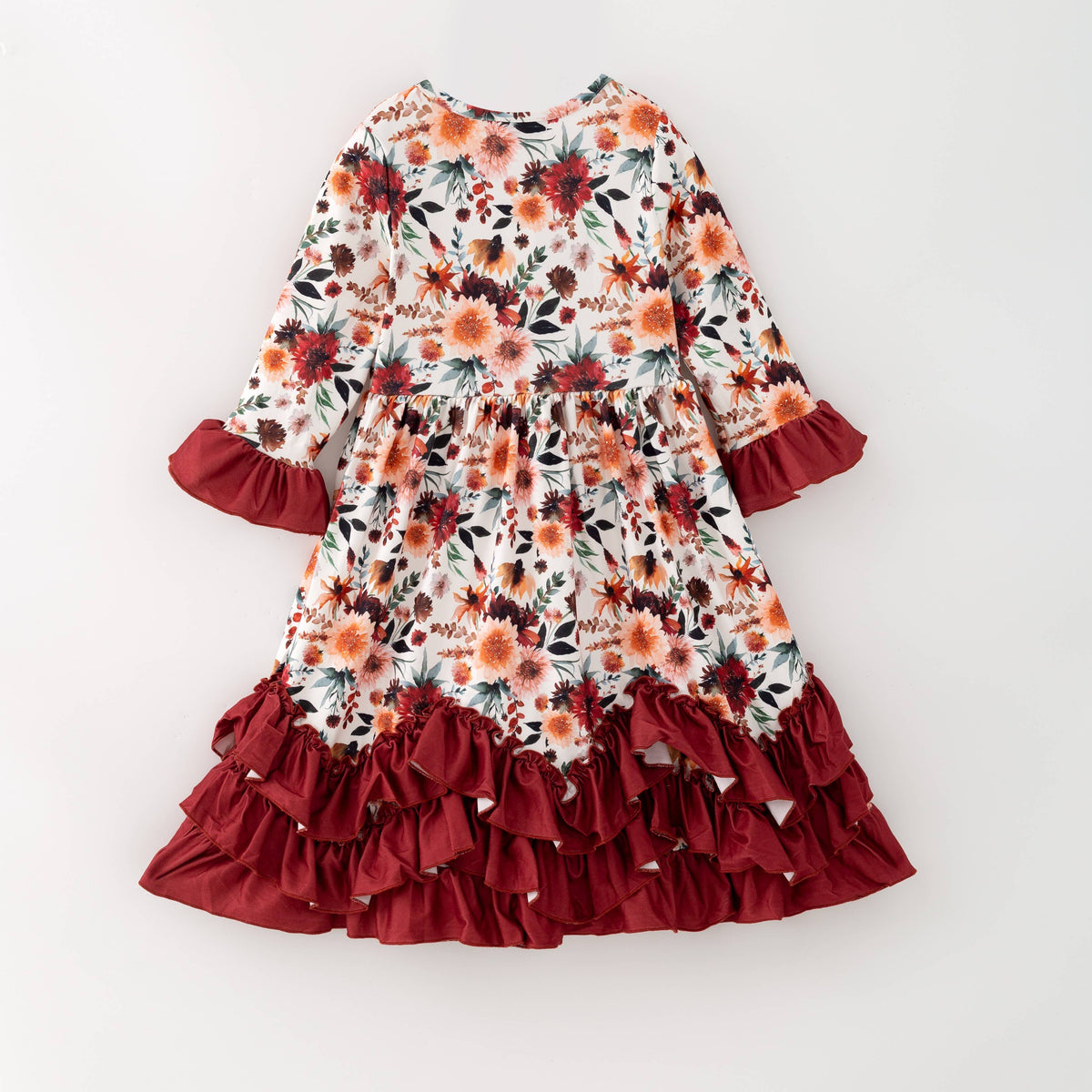 Mahogany Floral Maxi Girls Dress: 3t