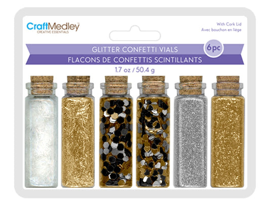 Craft Medley Glitter Confetti Vials 50g 6/Pkg-Metallique