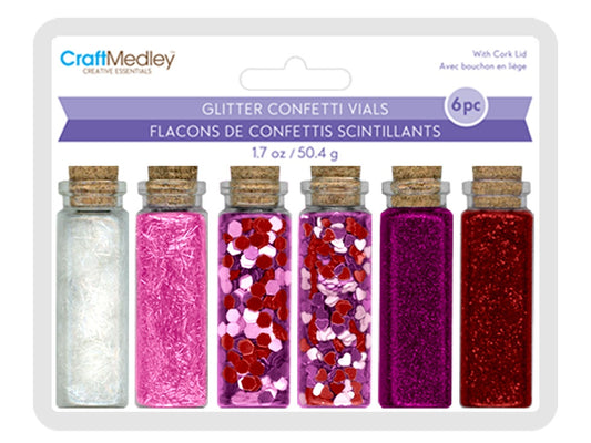 Craft Medley Glitter Confetti Vials 50g 6/Pkg-Rouge