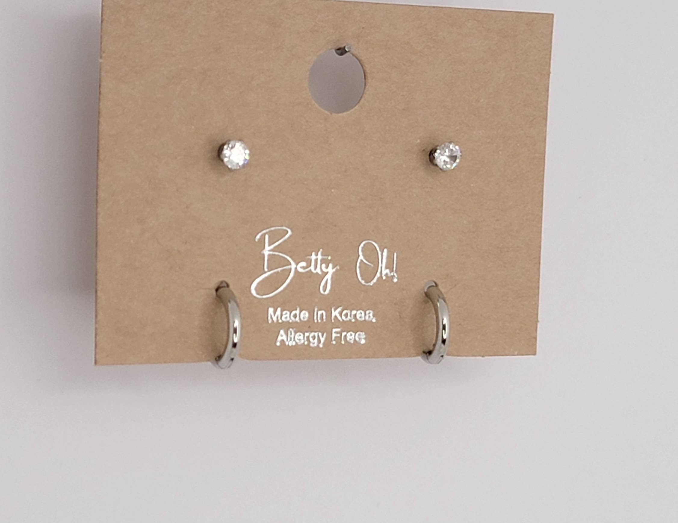 MINI  HUGGIE SET STAINLESS STEEL EARRINGS.: Silver
