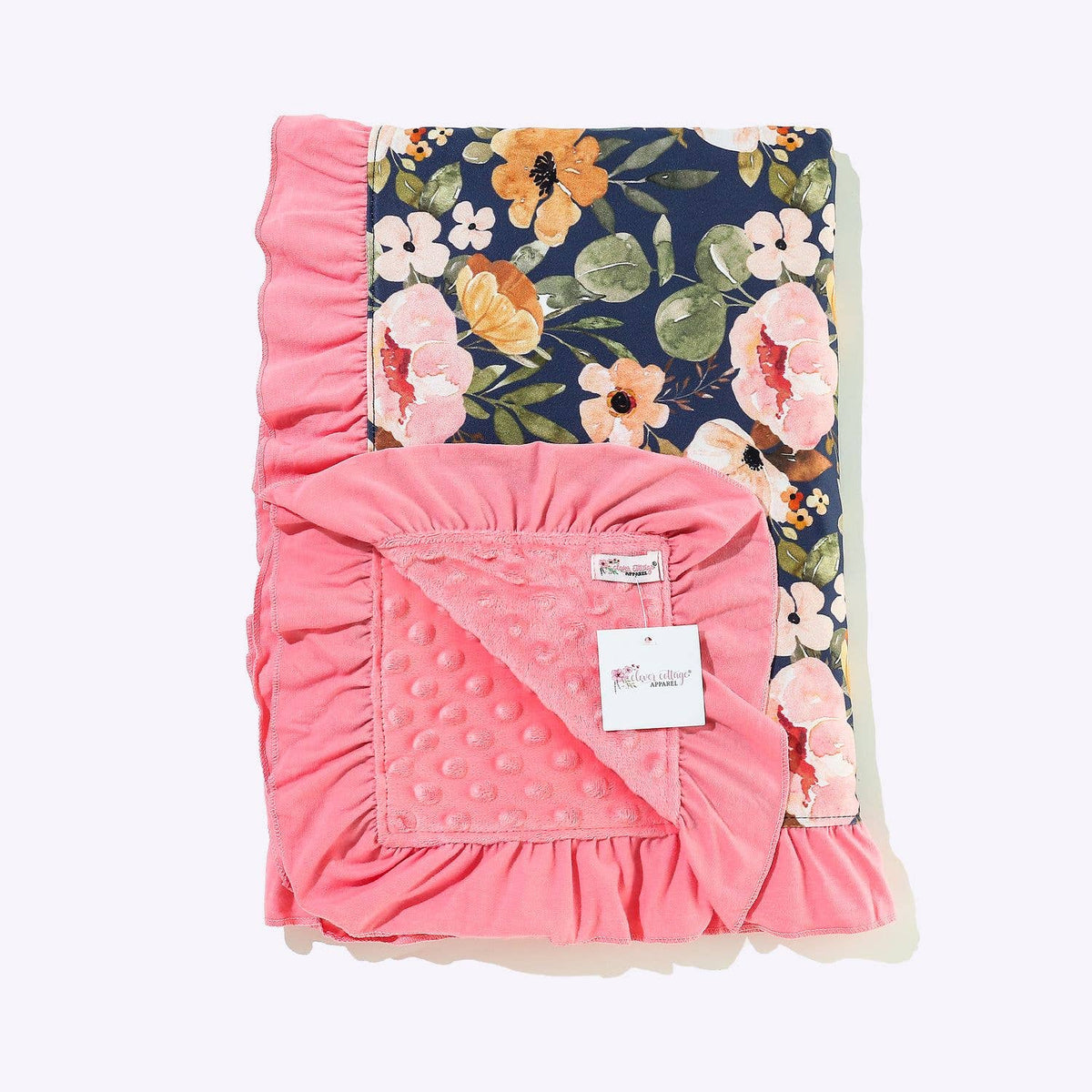 Navy Wispy Floral Blanket