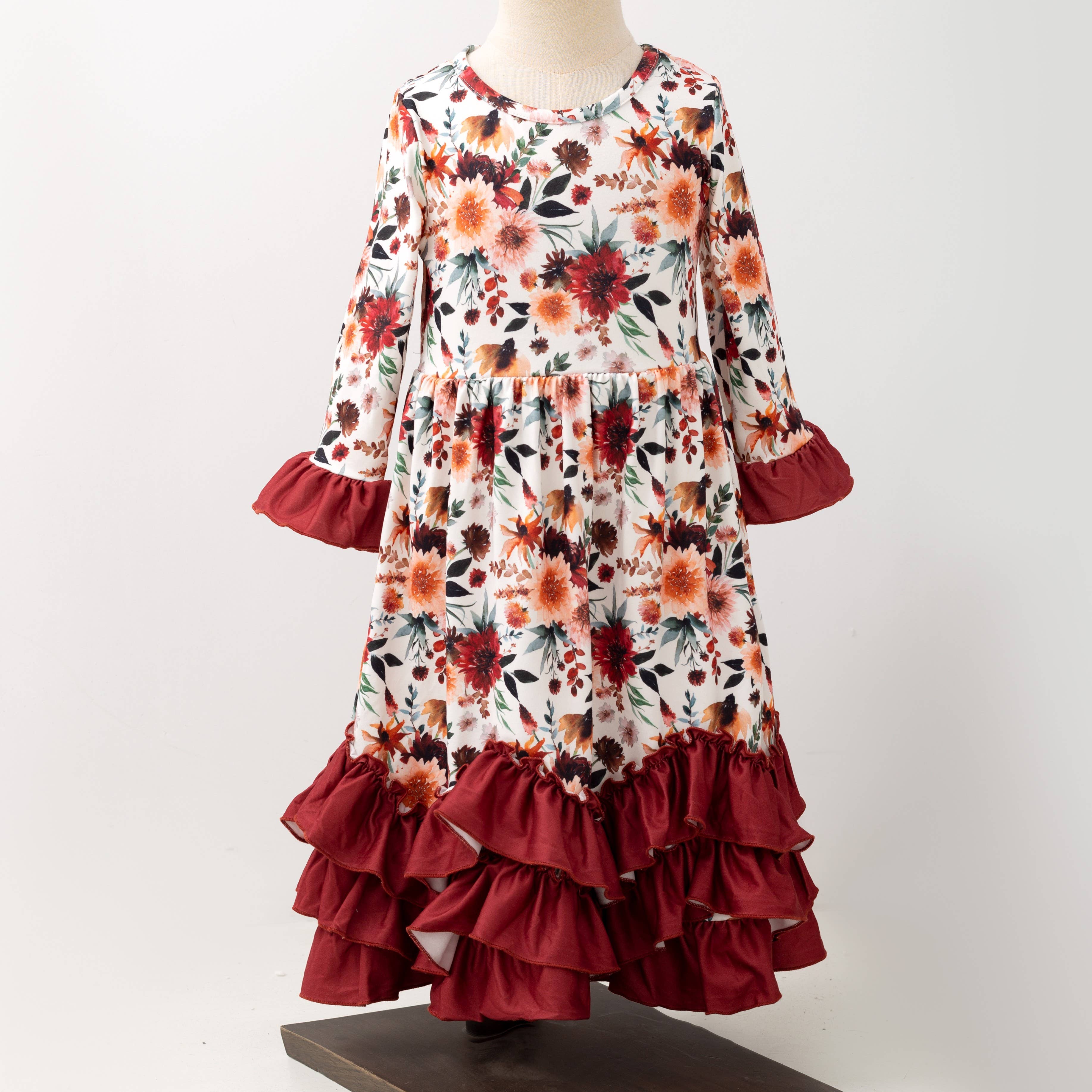 Mahogany Floral Maxi Girls Dress: 9/10 yrs