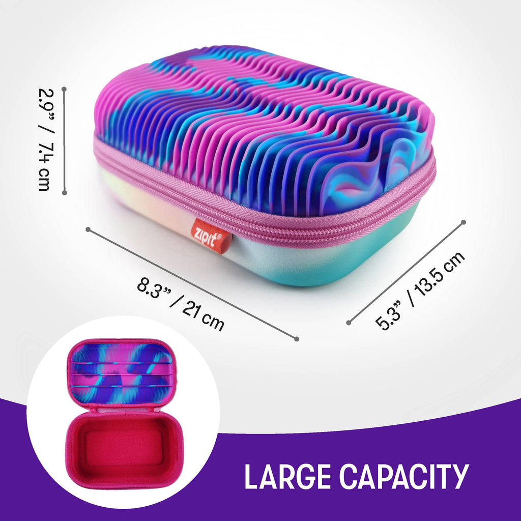 ZIPIT Wavy Storage Box, Sensory Pencil Case Gift for Kids: Blue