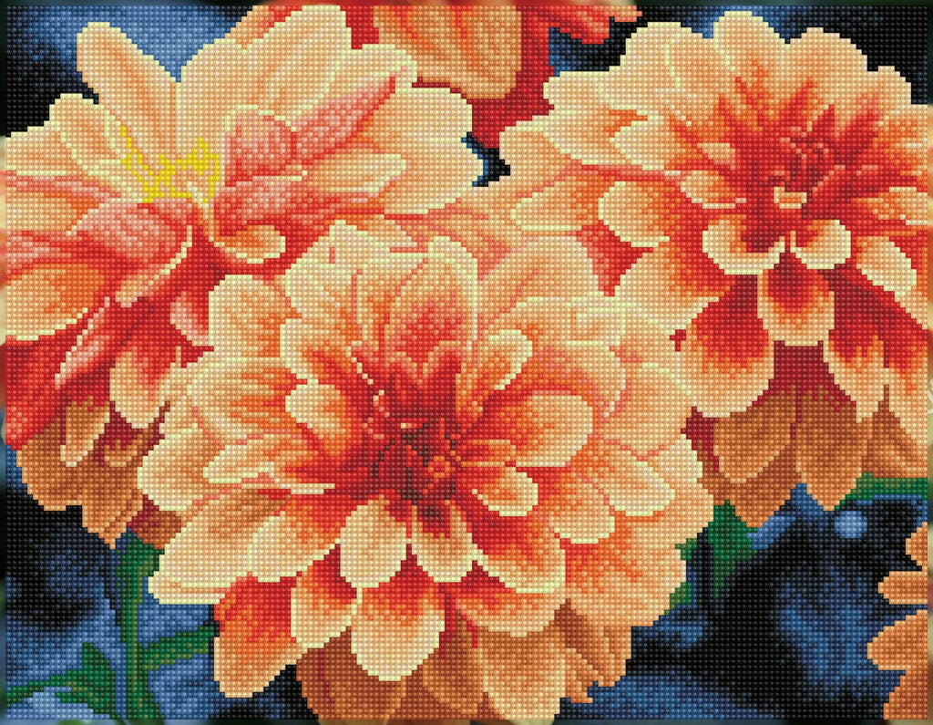 Peach Dahlias Pre-Framed Kit - 17.7" x 13.8"