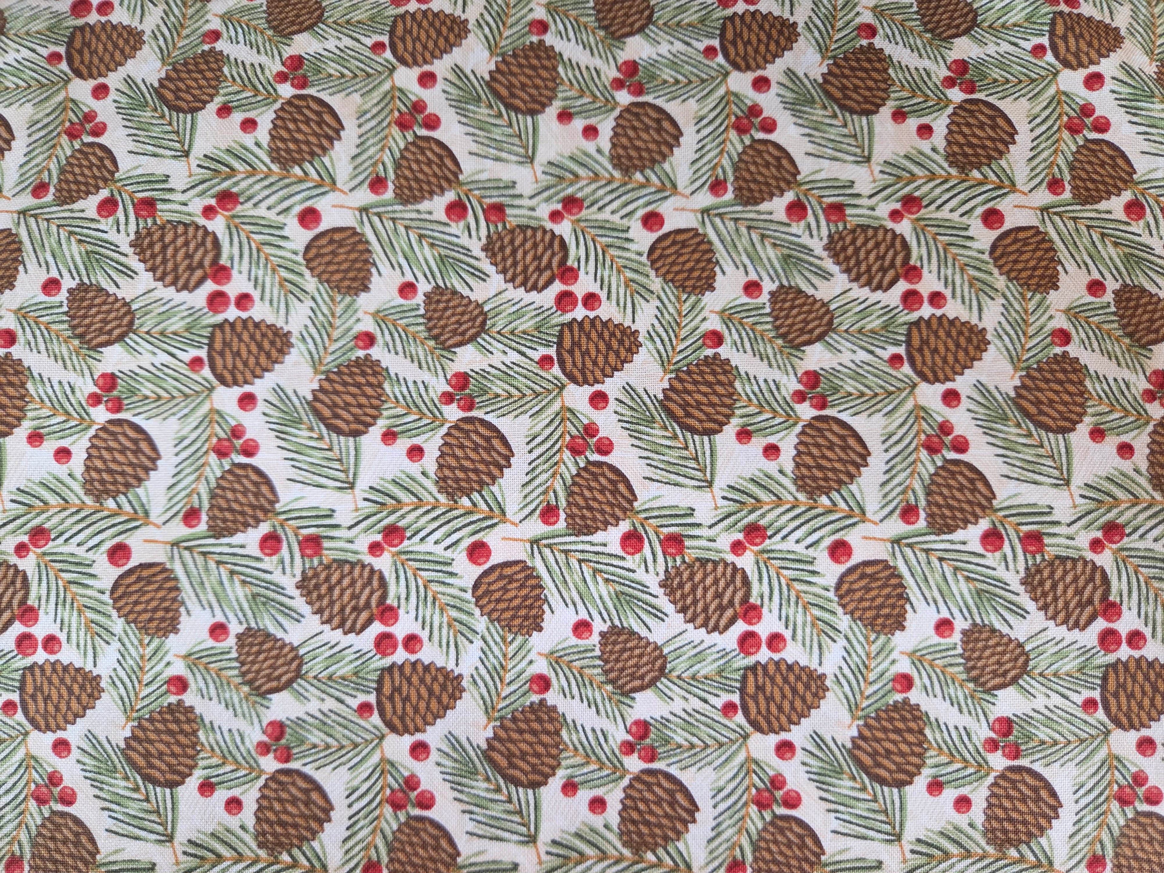 Prairie Christmas – Traditional Pine Cones White