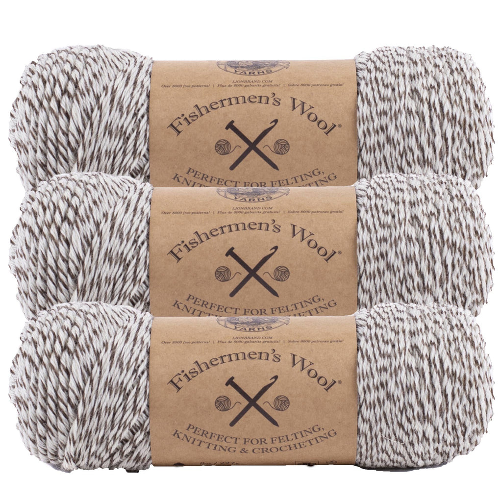 Lion Brand Yarn Fishermen's Wool Oak Tweed 3 Pack