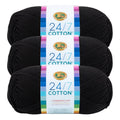 Lion Brand Yarn 24/7 Cotton Black 3 Pack
