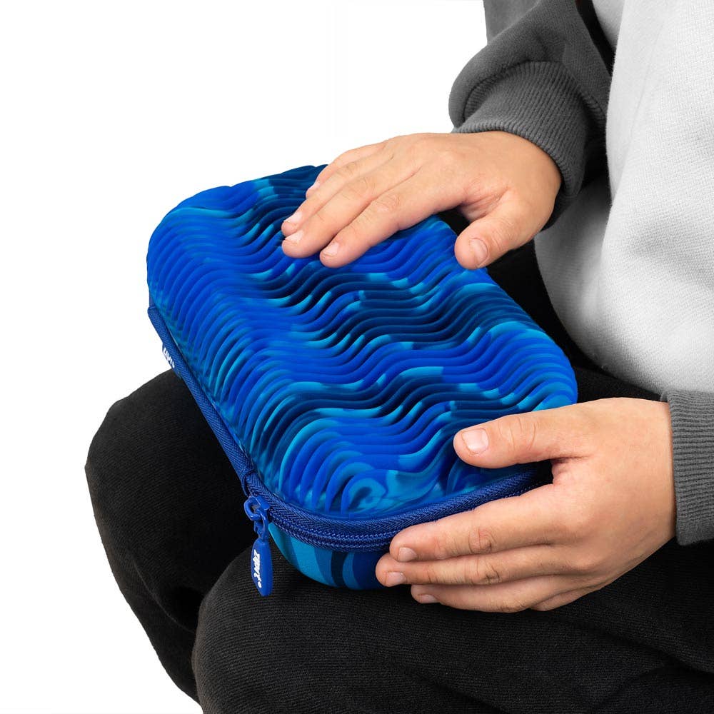 ZIPIT Wavy Storage Box, Sensory Pencil Case Gift for Kids: Blue