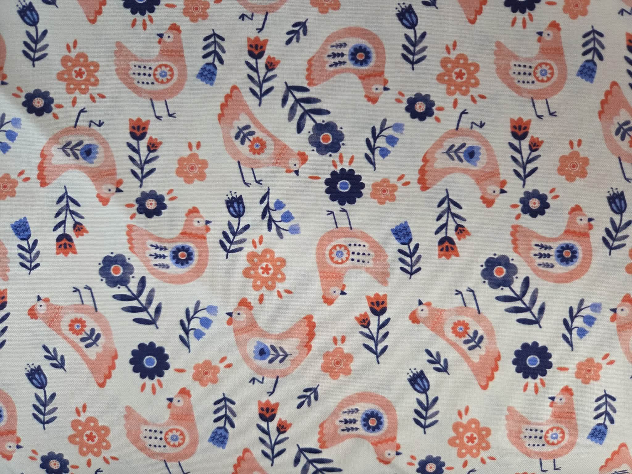 Folky Chicken – Cream Chicken Fabric