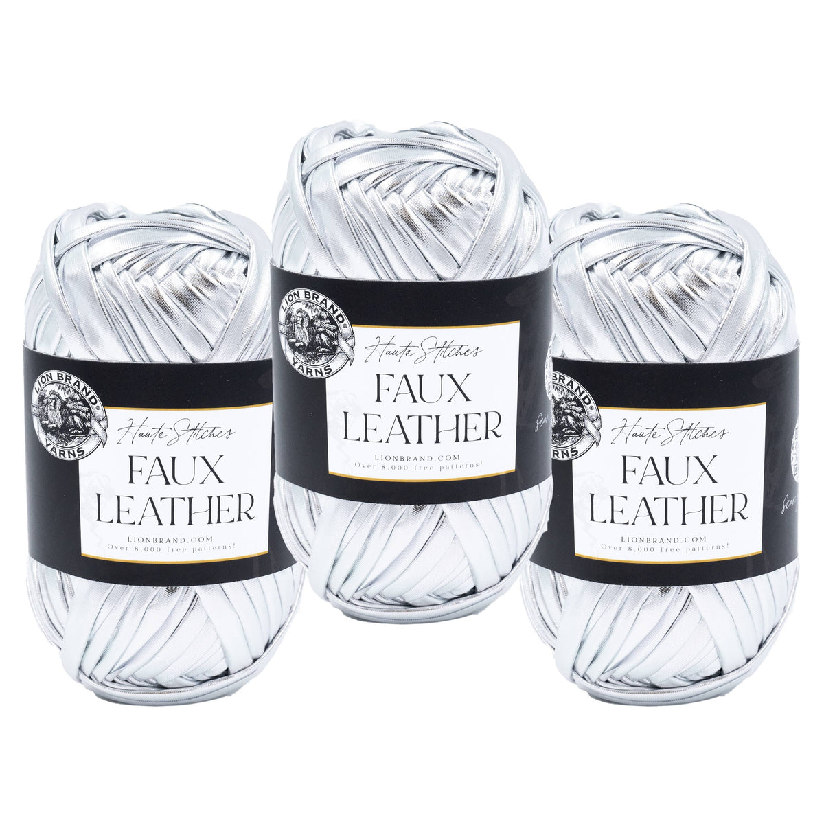 Lion Brand Yarn Haute Stitches Faux Leather Disco 3 Pack