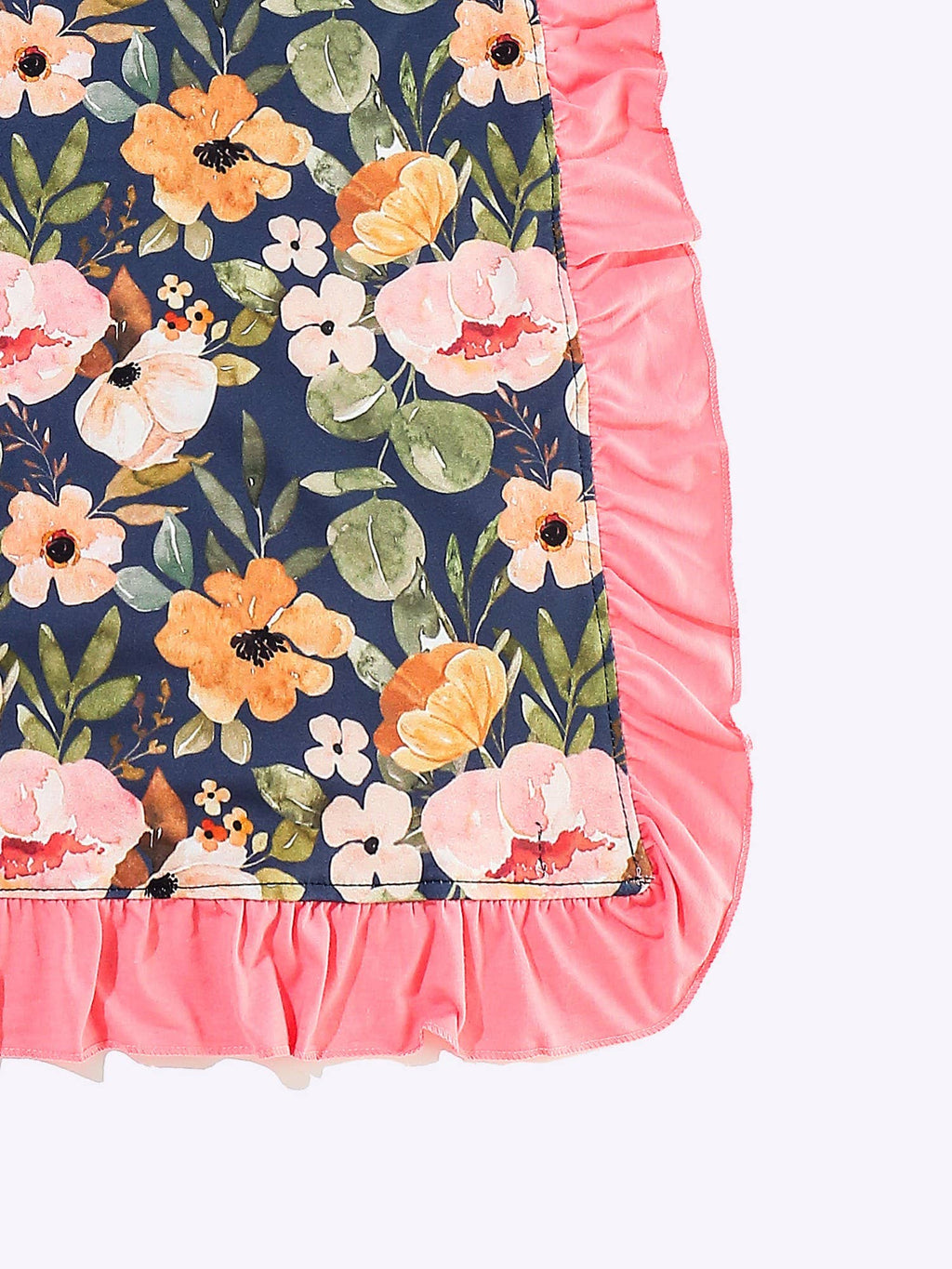 Navy Wispy Floral Blanket
