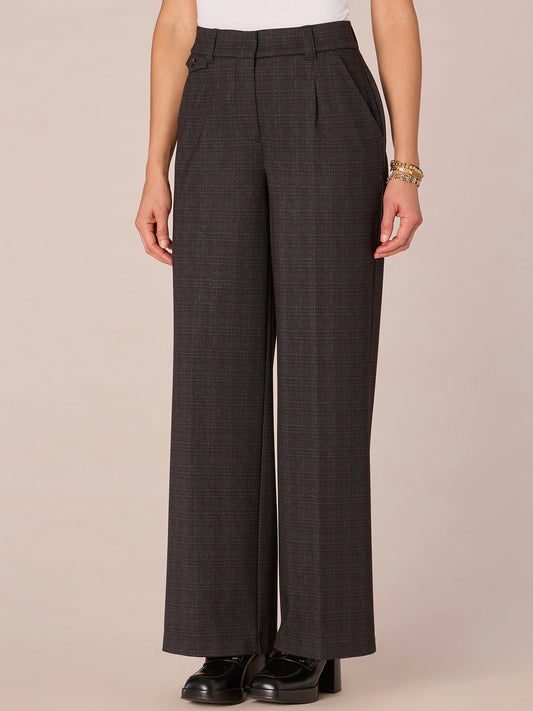 "Ab"solution Skyrise Plaid Ponte Wide Leg Trousers with Flap Pockets