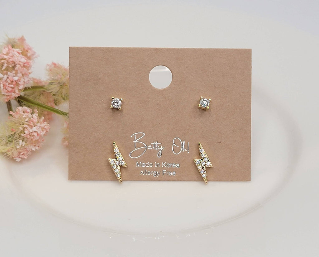 TWO PAIR SET STUD TARNISH FREE EARRINGS.