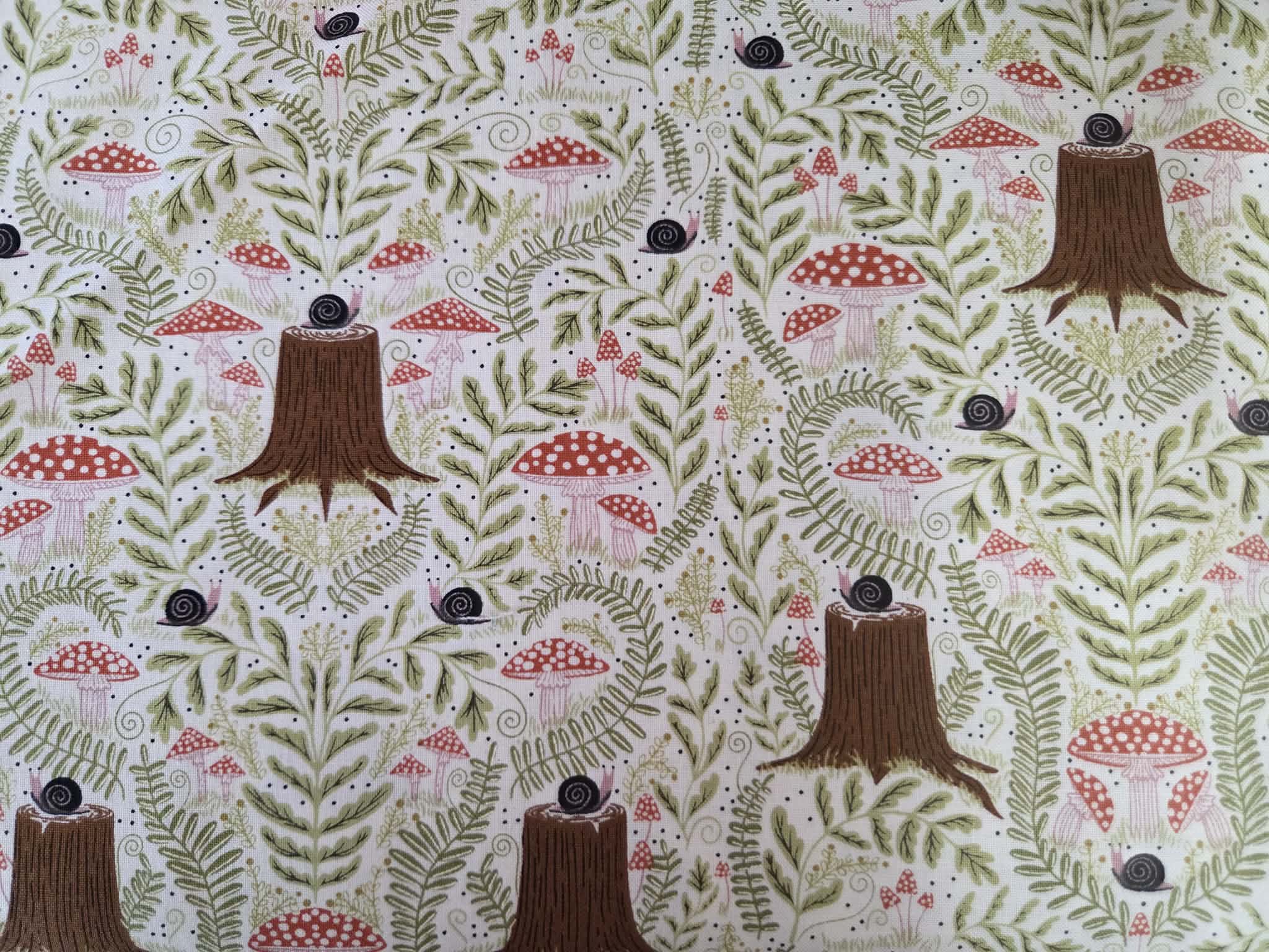 Night Owl – Woodland Mushrooms & Tree Stumps Fabric