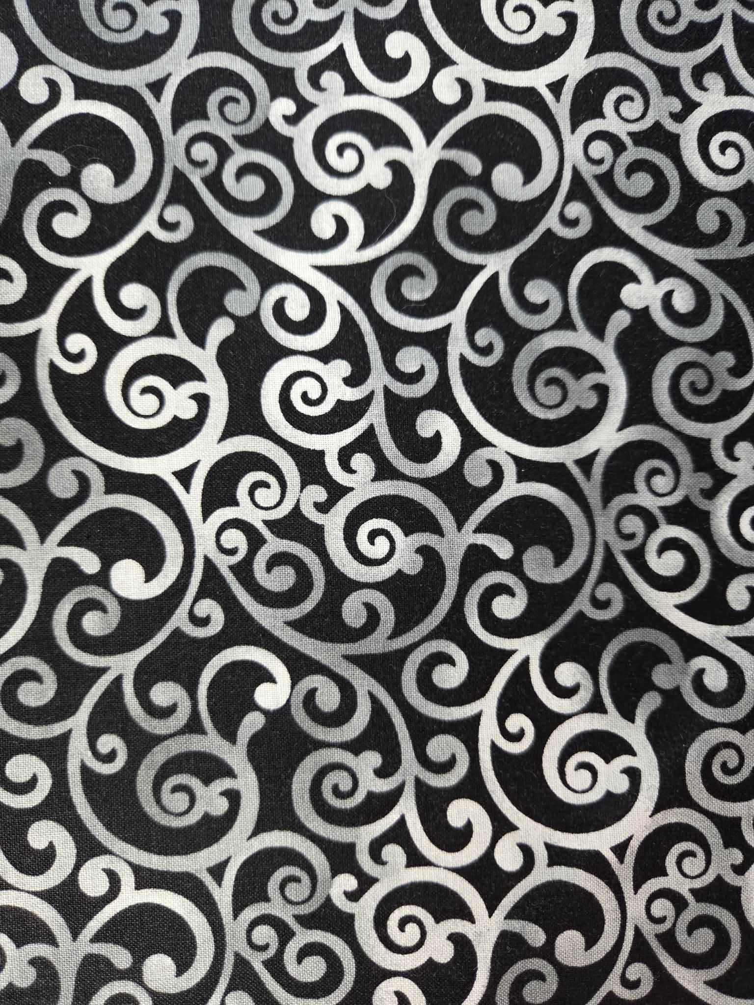 Scarlet Days and Nights – Black Scroll Blender Fabric
