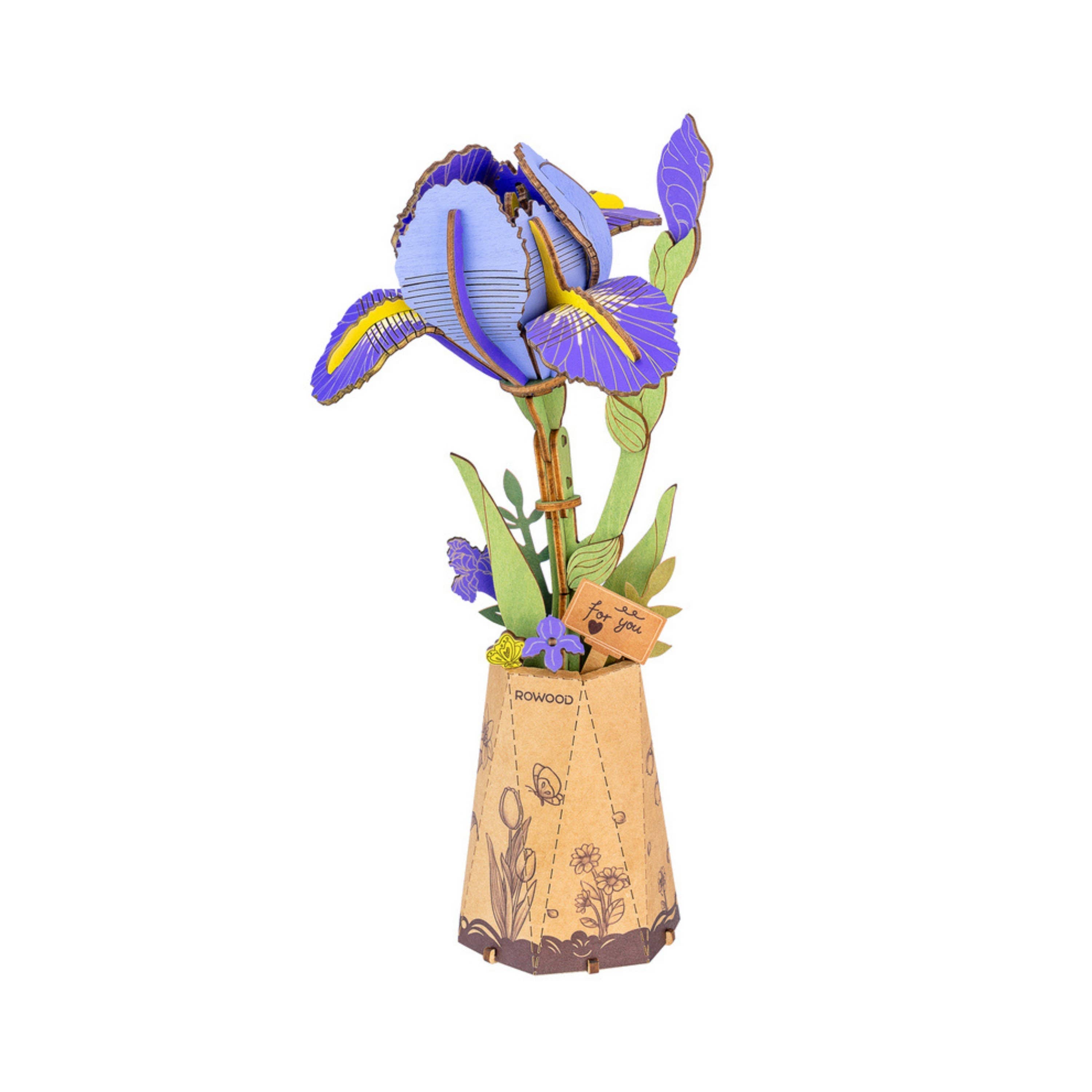 3D Wooden Flower Puzzle: Purple Iris