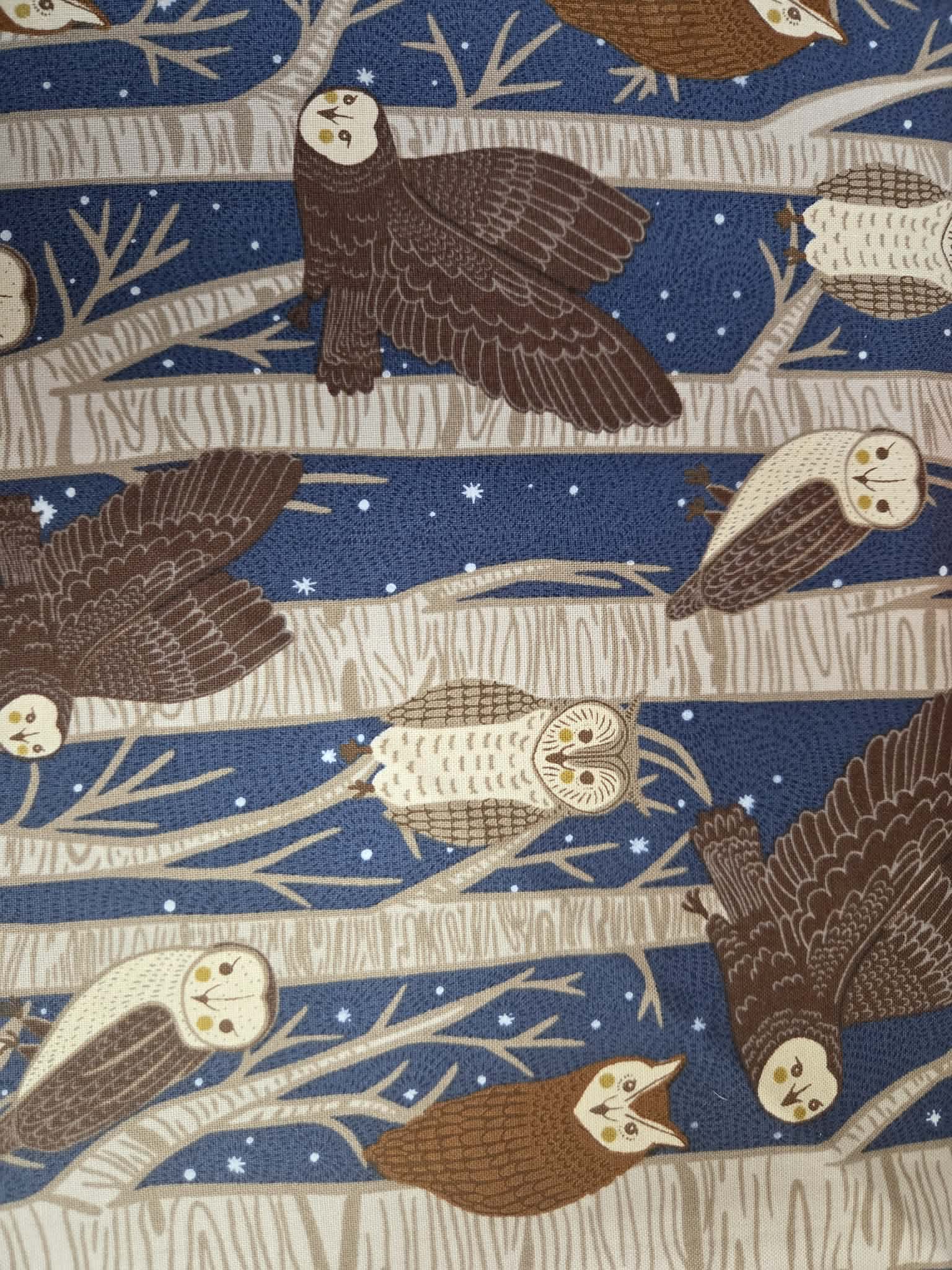 Night Owl – Owls in the Birch Trees Fabric